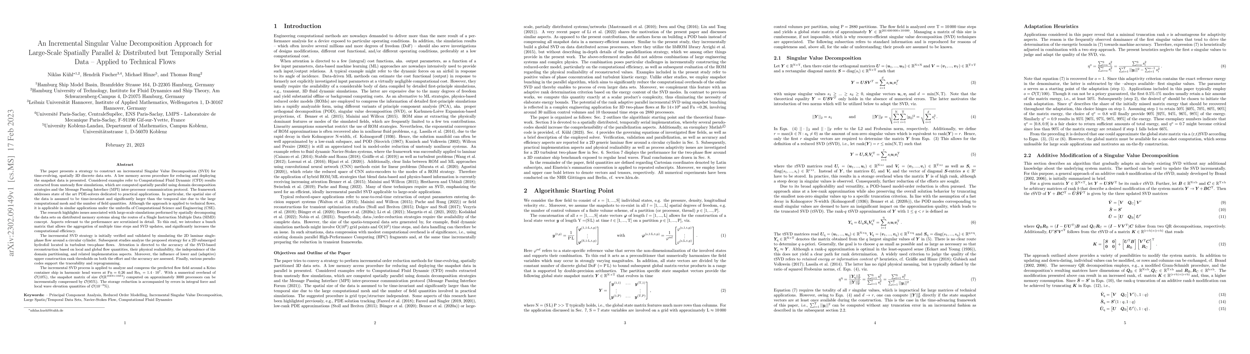 Thumbnail for An Incremental Singular Value Decomposition Approach for Large-Scale
  Spatially Parallel & Distributed but Temporally Serial Data -- Applied to
  Technical Flows