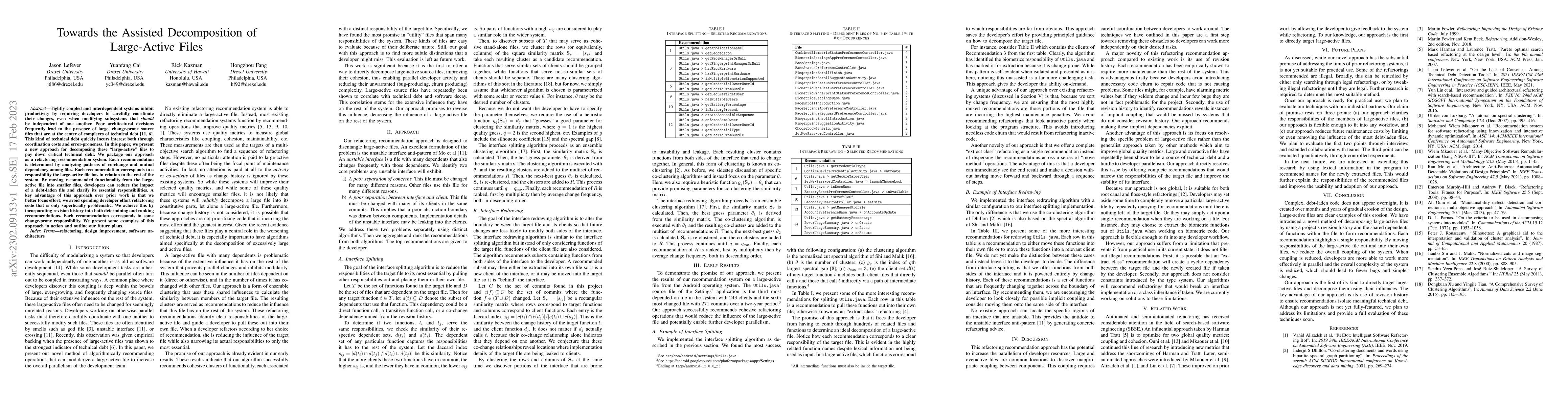Thumbnail for Towards the Assisted Decomposition of Large-Active Files