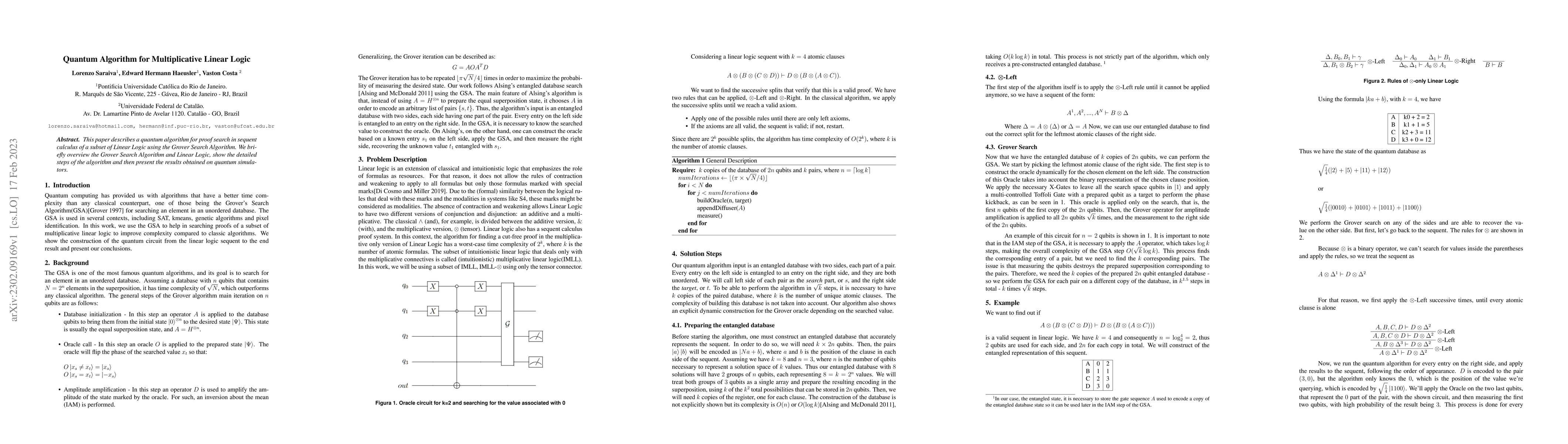 Thumbnail for Quantum Algorithm for Multiplicative Linear Logic