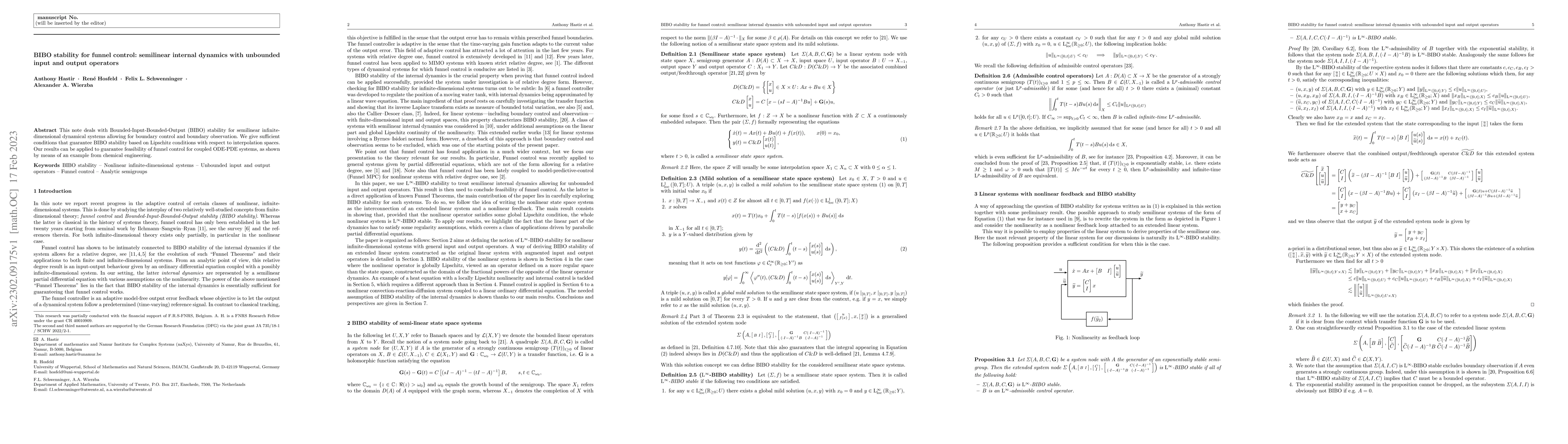 Thumbnail for BIBO stability for funnel control: semilinear internal dynamics with
  unbounded input and output operators