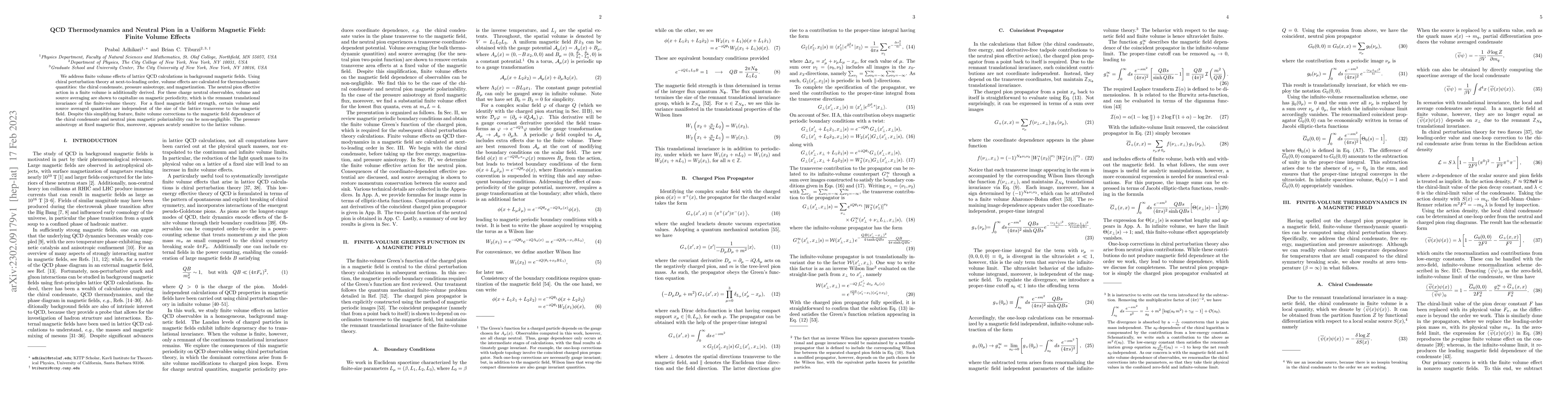 Thumbnail for QCD Thermodynamics and Neutral Pion in a Uniform Magnetic Field: Finite
  Volume Effects