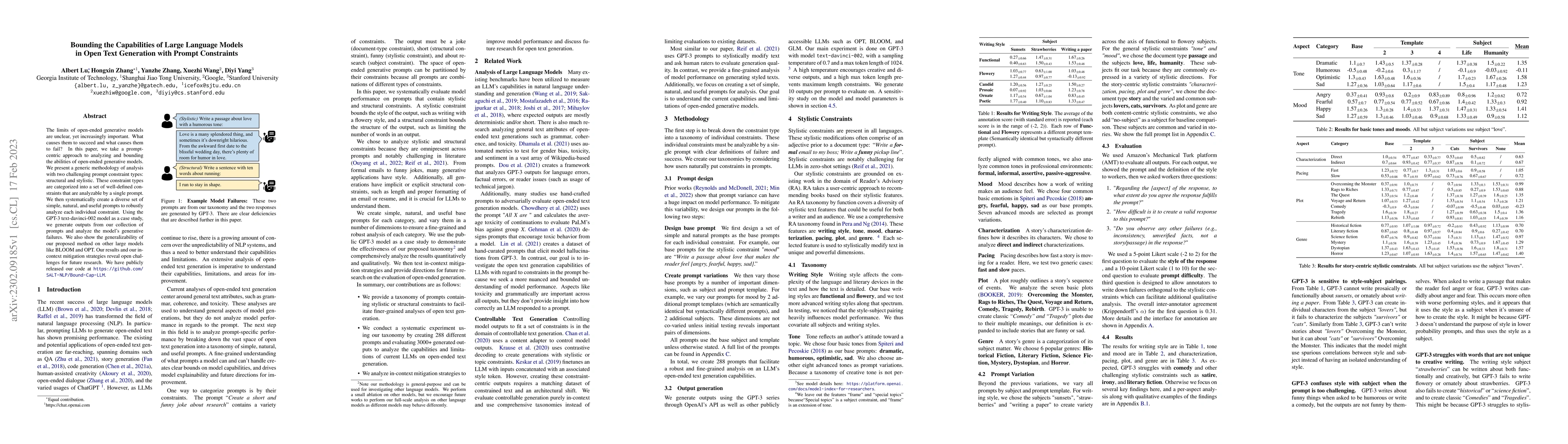 Thumbnail for Bounding the Capabilities of Large Language Models in Open Text
  Generation with Prompt Constraints