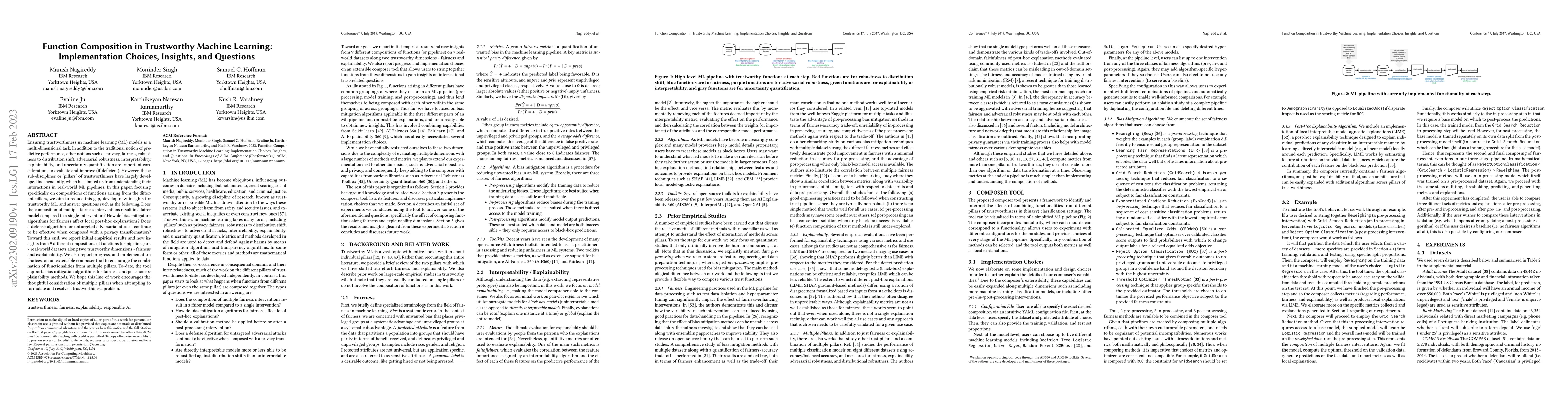 Thumbnail for Function Composition in Trustworthy Machine Learning: Implementation
  Choices, Insights, and Questions