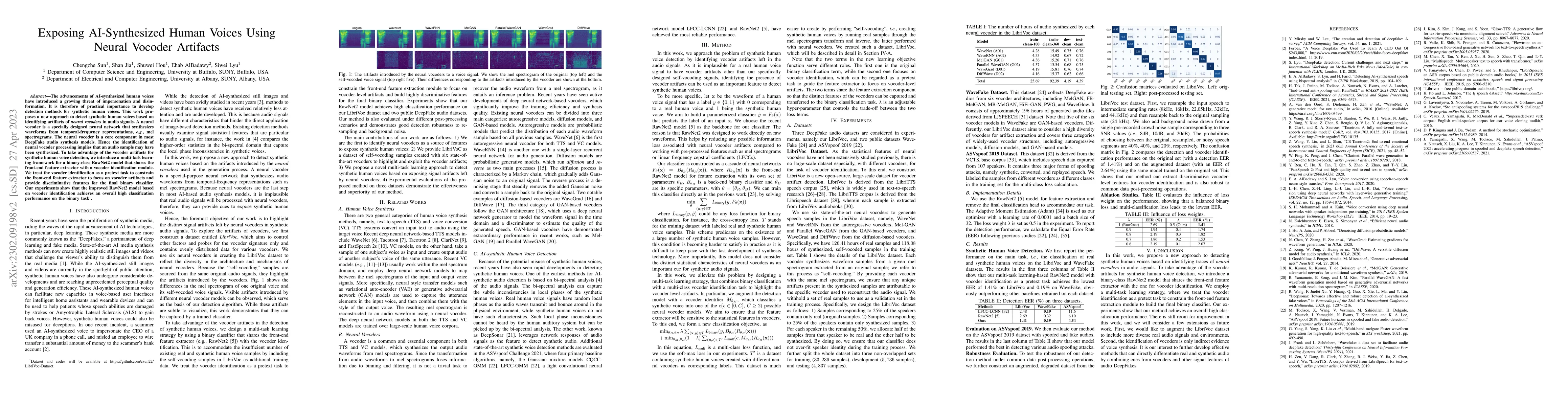 Thumbnail for Exposing AI-Synthesized Human Voices Using Neural Vocoder Artifacts