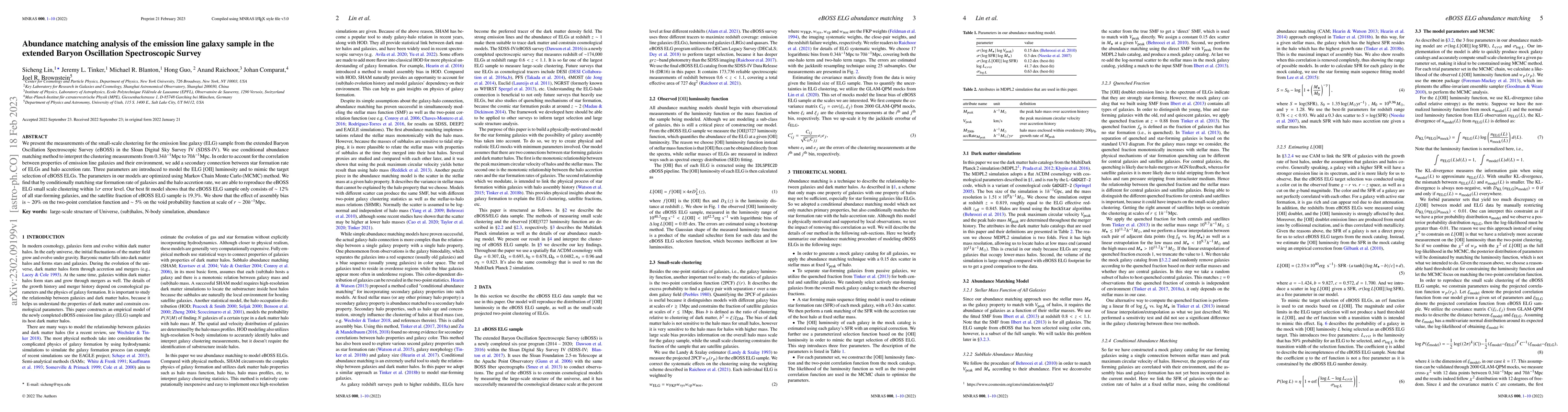Thumbnail for Abundance matching analysis of the emission line galaxy sample in the
  extended Baryon Oscillation Spectroscopic Survey