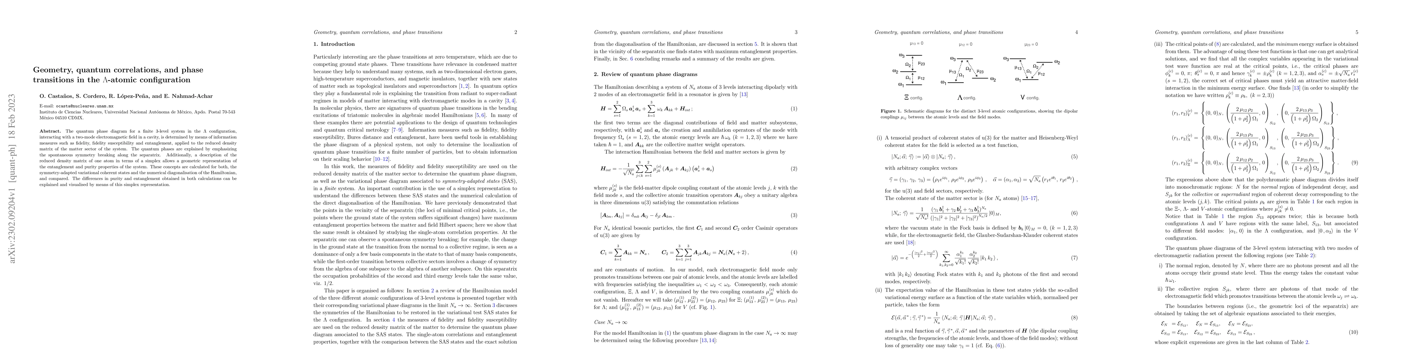 Thumbnail for Geometry, quantum correlations, and phase transitions in the
  $\Lambda$-atomic configuration