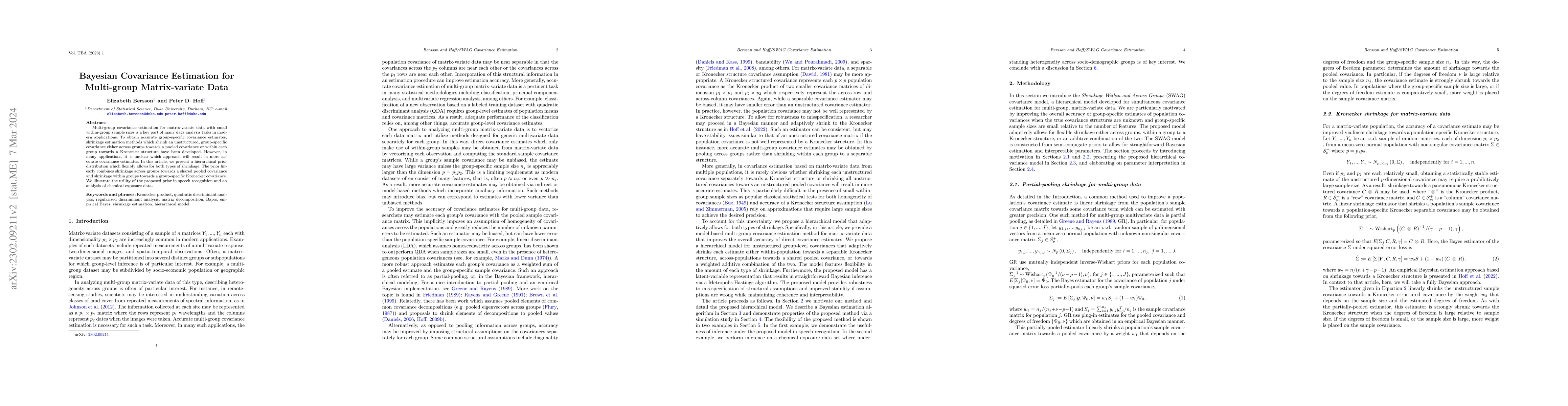 Thumbnail for Bayesian Covariance Estimation for Multi-group Matrix-variate Data