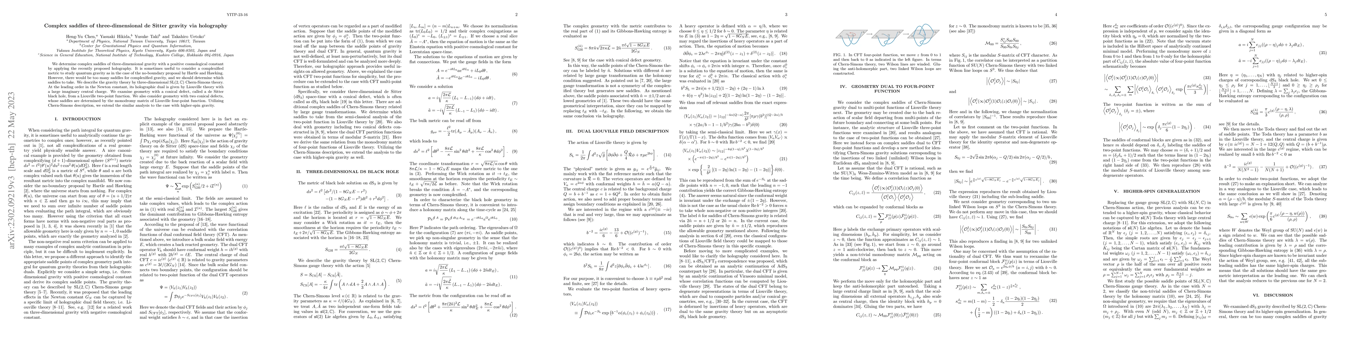 Thumbnail for Complex saddles of three-dimensional de Sitter gravity via holography