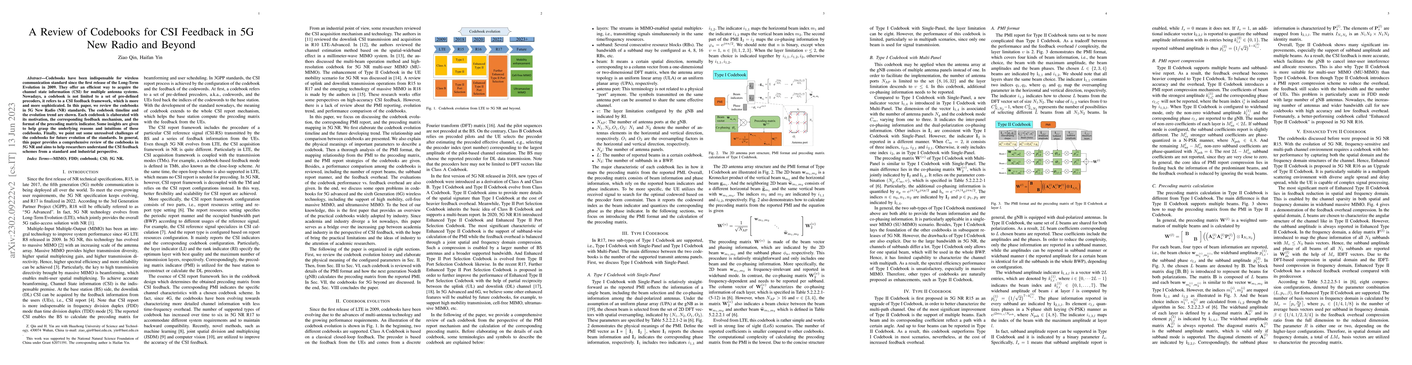 Thumbnail for A review of codebooks for CSI feedback in 5G new radio and beyond