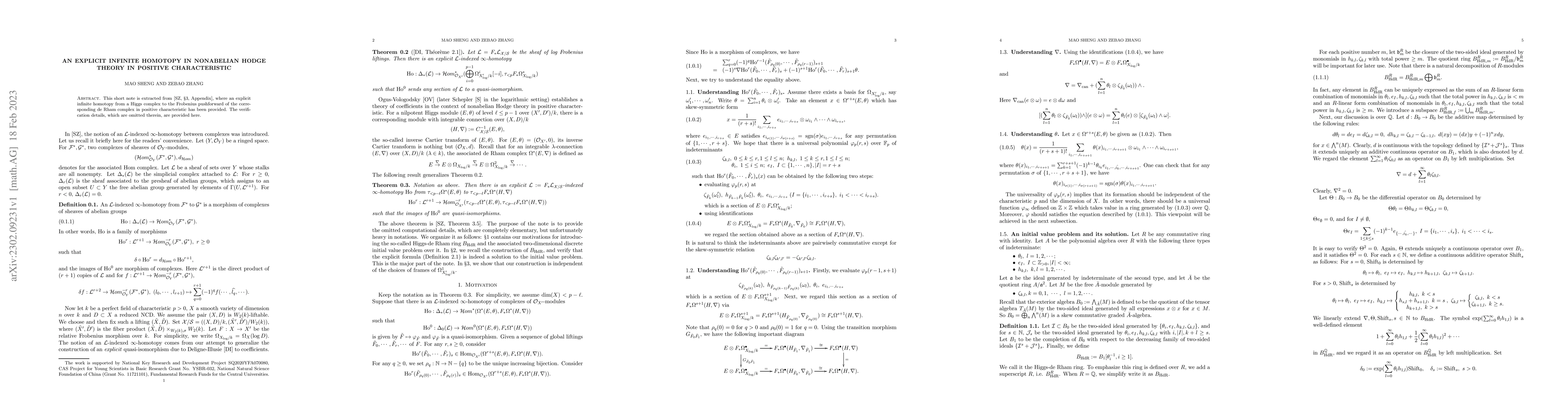 Thumbnail for An explicit infinite homotopy in nonabelian Hodge theory in positive
  characteristic