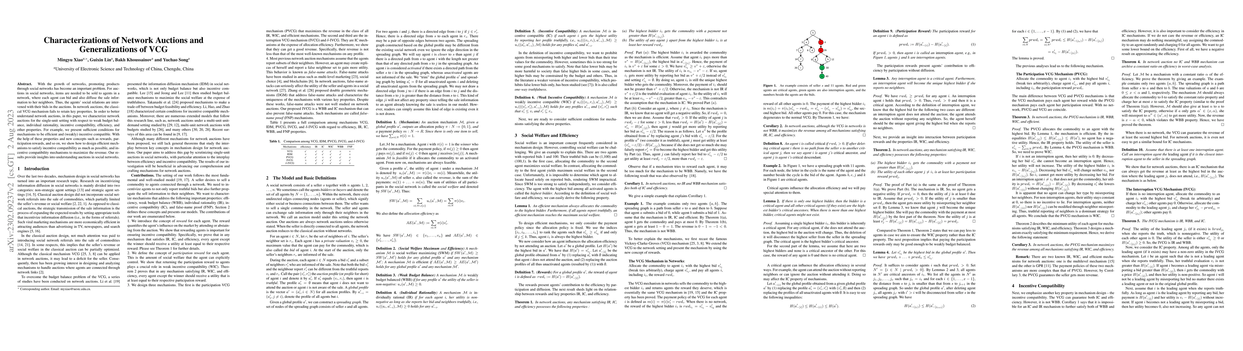 Thumbnail for Characterizations of Network Auctions and Generalizations of VCG