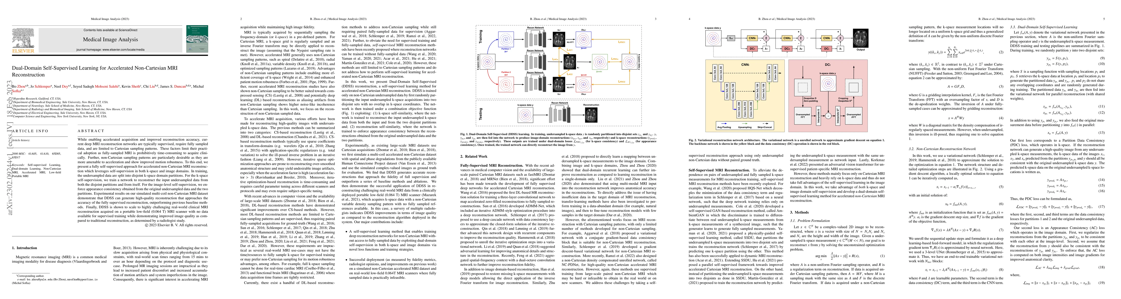 Thumbnail for Dual-Domain Self-Supervised Learning for Accelerated Non-Cartesian MRI
  Reconstruction