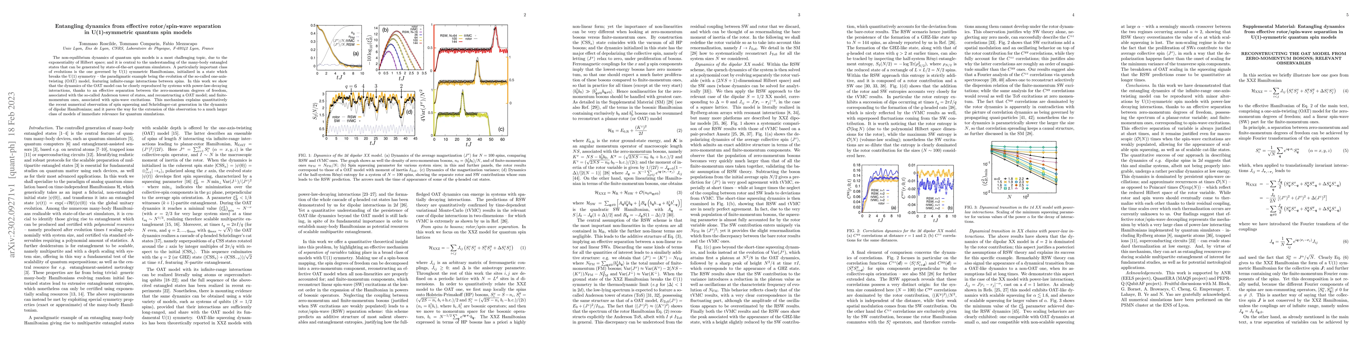Thumbnail for Entangling dynamics from effective rotor/spin-wave separation in
  U(1)-symmetric quantum spin models
