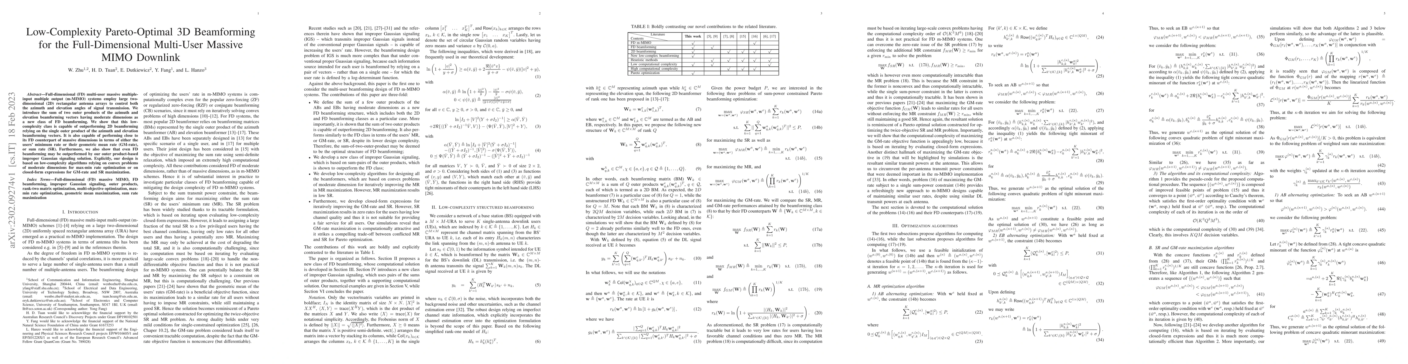 Thumbnail for Low-Complexity Pareto-Optimal 3D Beamforming for the Full-Dimensional
  Multi-User Massive MIMO Downlink