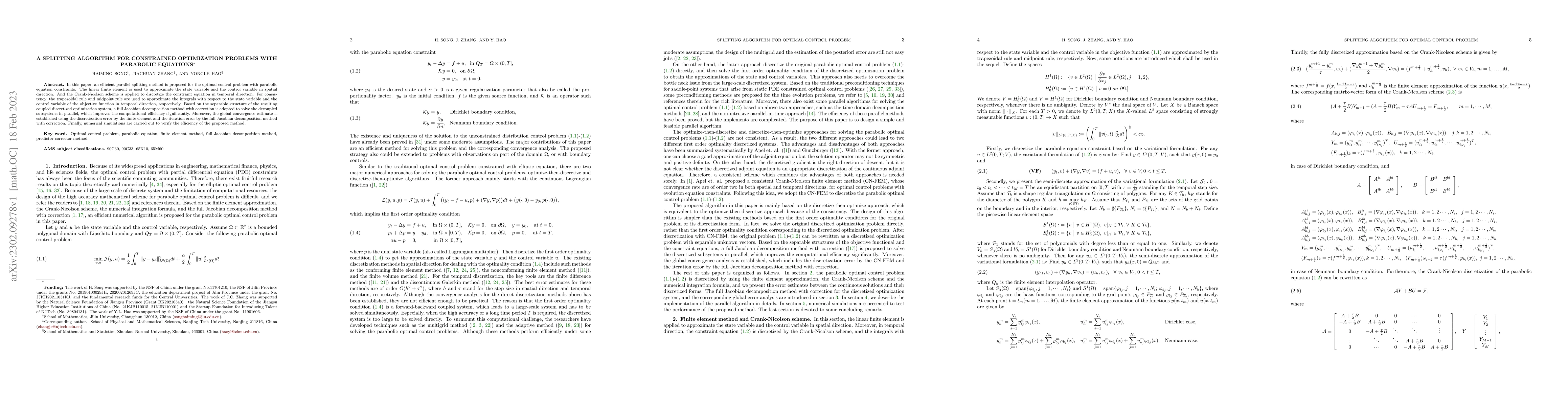 Thumbnail for A splitting algorithm for constrained optimization problems with
  parabolic equations