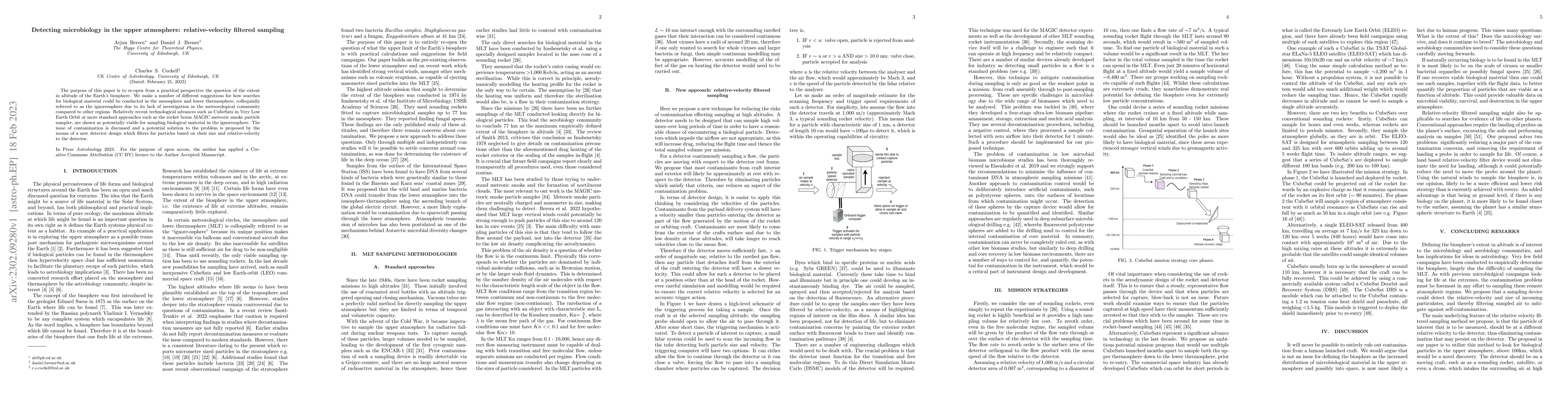 Thumbnail for Detecting microbiology in the upper atmosphere: relative-velocity
  filtered sampling