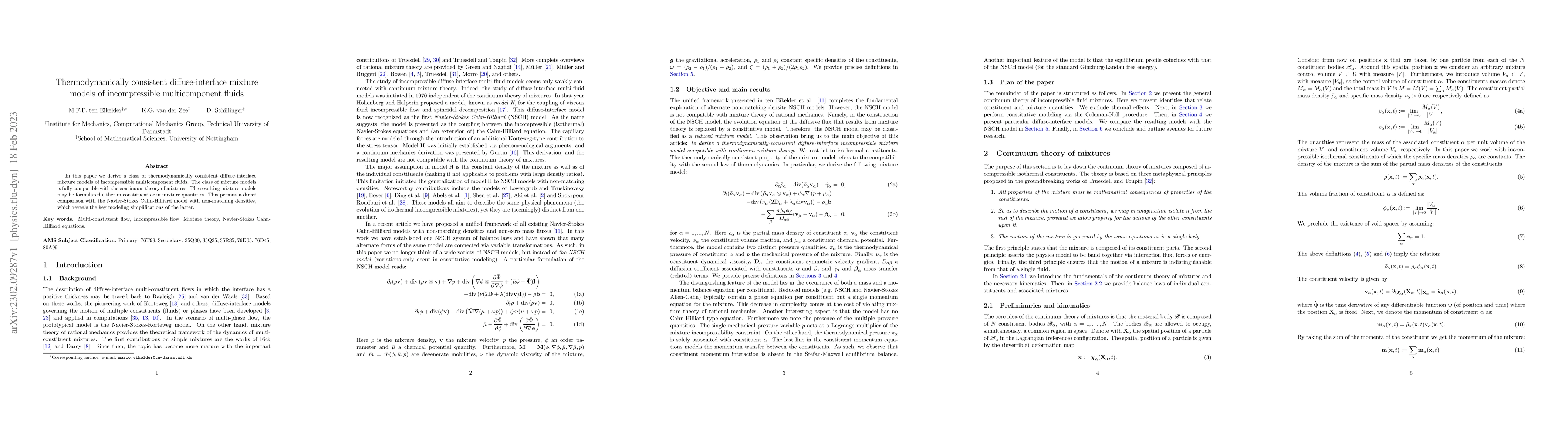 Thumbnail for Thermodynamically consistent diffuse-interface mixture models of
  incompressible multicomponent fluids