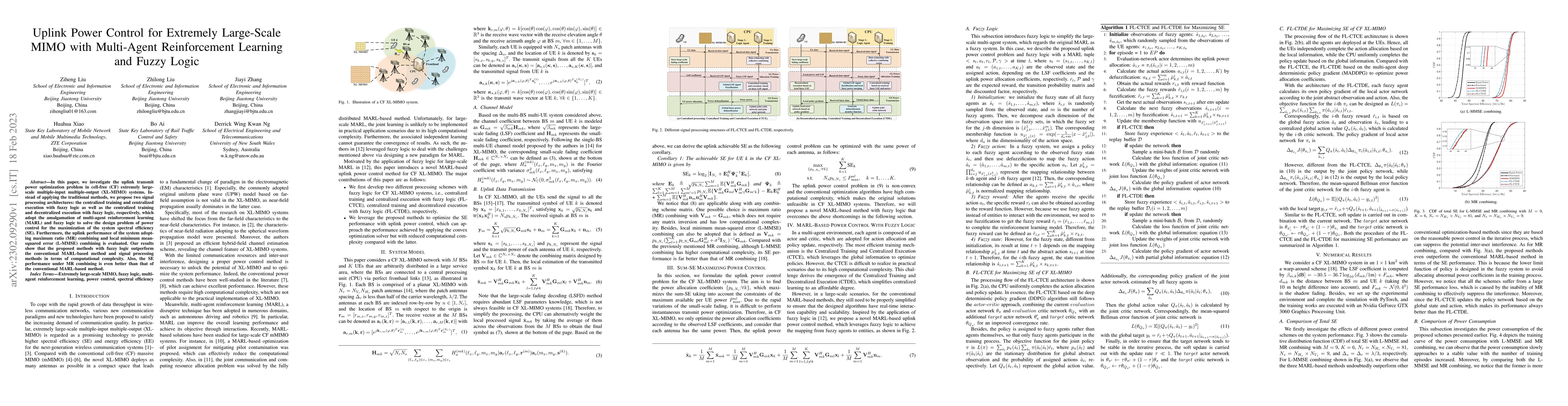 Thumbnail for Uplink Power Control for Extremely Large-Scale MIMO with Multi-Agent
  Reinforcement Learning and Fuzzy Logic