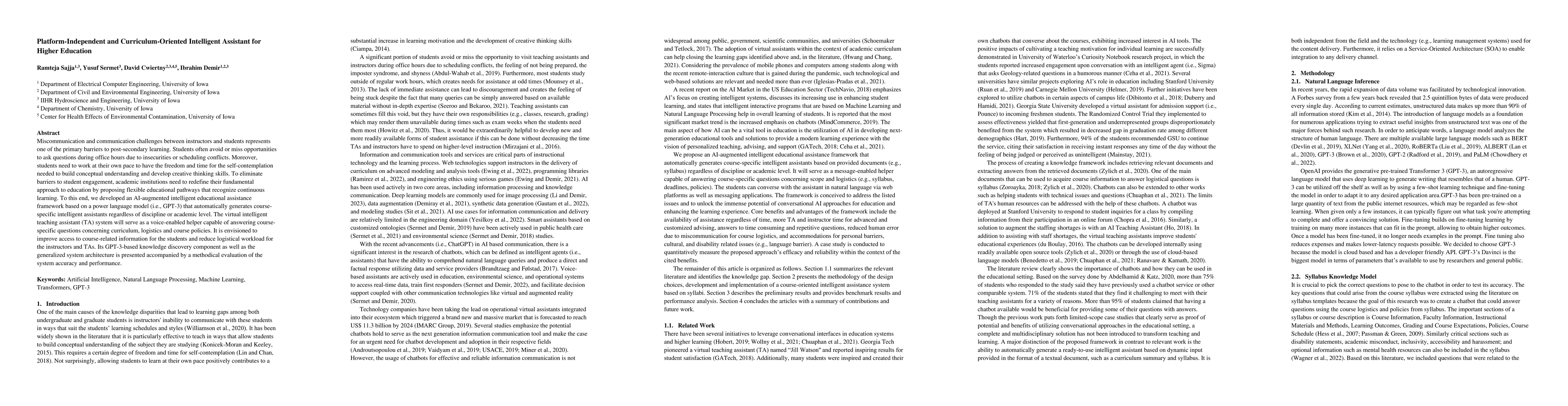 Thumbnail for Platform-Independent and Curriculum-Oriented Intelligent Assistant for
  Higher Education