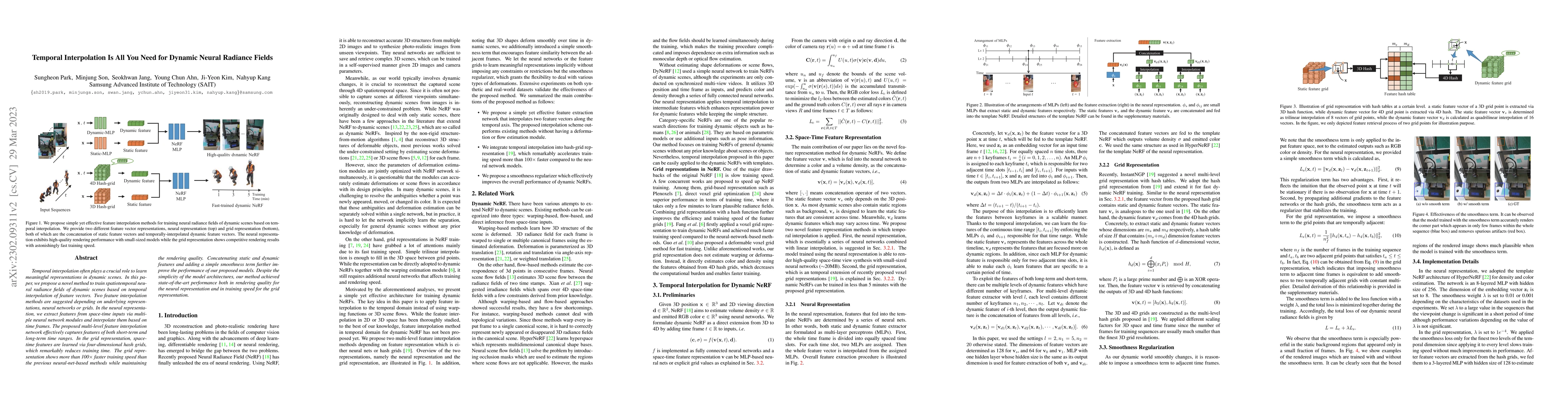 Thumbnail for Temporal Interpolation Is All You Need for Dynamic Neural Radiance
  Fields