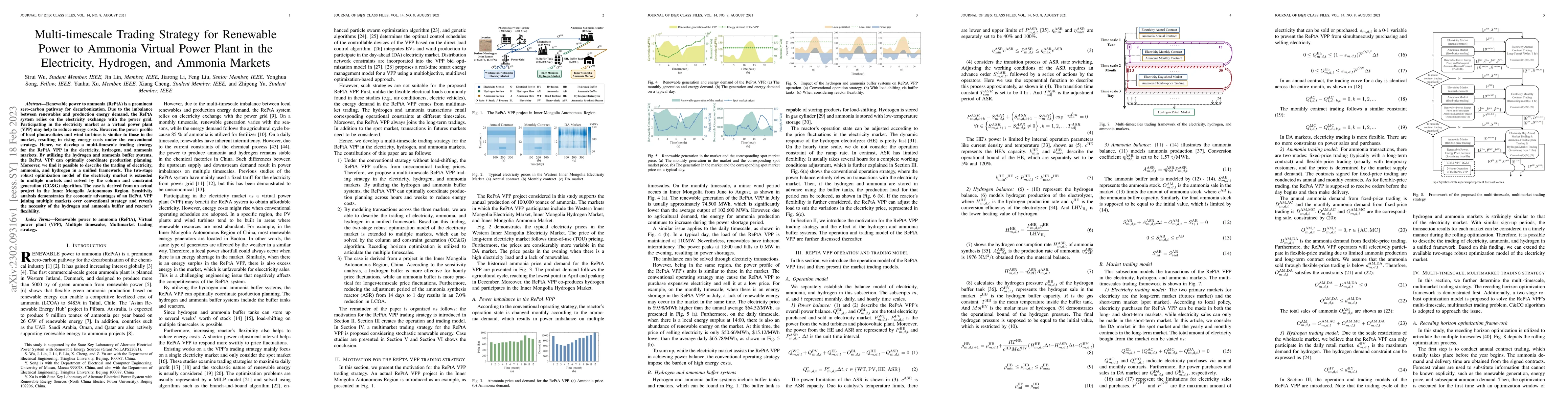 Thumbnail for Multi-timescale Trading Strategy for Renewable Power to Ammonia Virtual
  Power Plant in the Electricity, Hydrogen, and Ammonia Markets