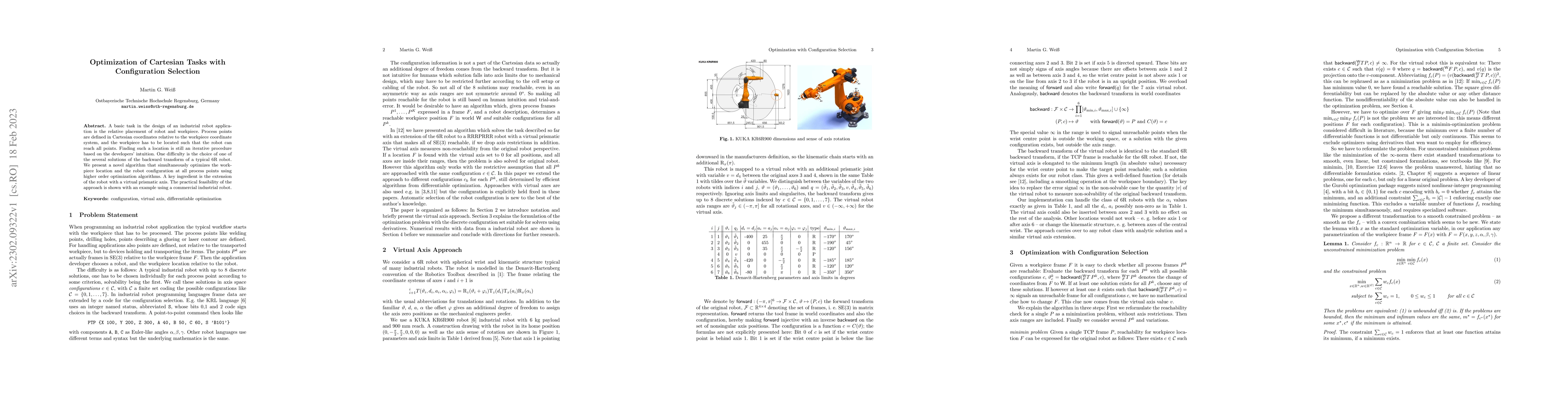 Thumbnail for Optimization of Cartesian Tasks with Configuration Selection