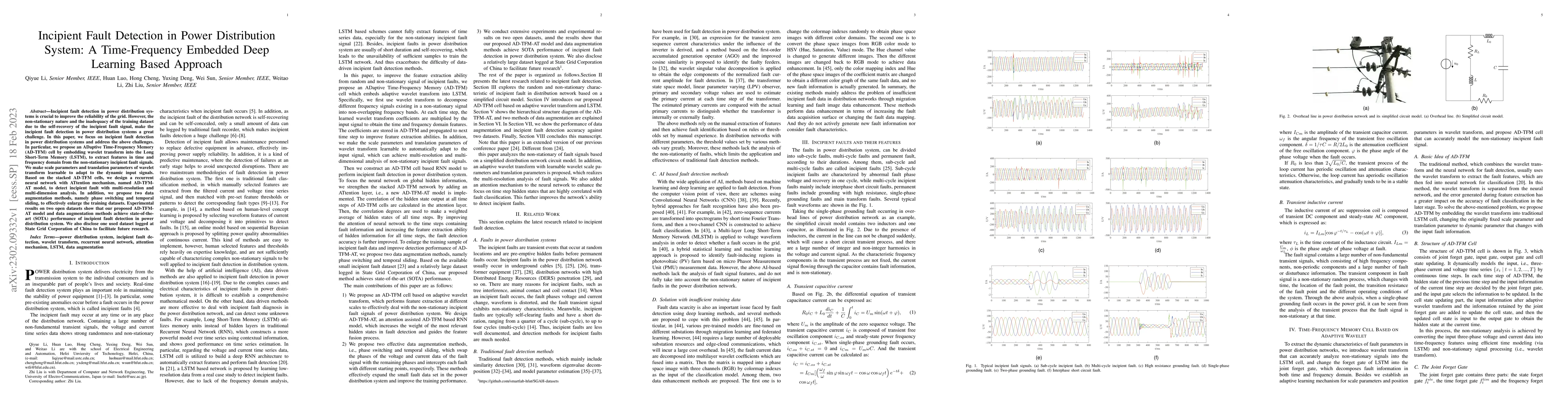 Thumbnail for Incipient Fault Detection in Power Distribution System: A Time-Frequency
  Embedded Deep Learning Based Approach