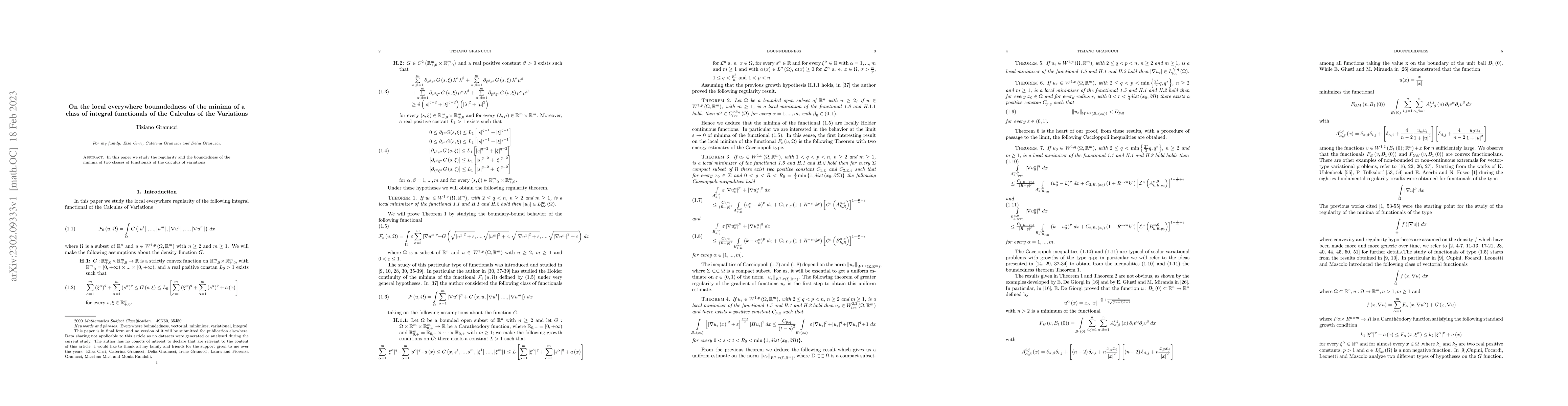 Thumbnail for On the local everywhere bounndedness of the minima of a class of
  integral functionals of the Calculus of the Variations