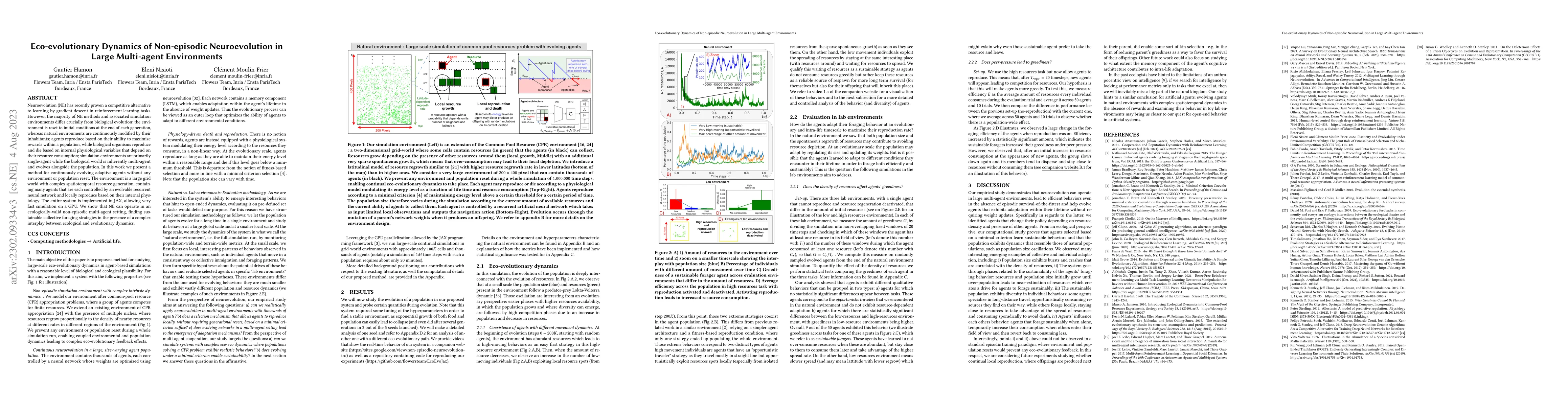 Thumbnail for Eco-evolutionary Dynamics of Non-episodic Neuroevolution in Large
  Multi-agent Environments