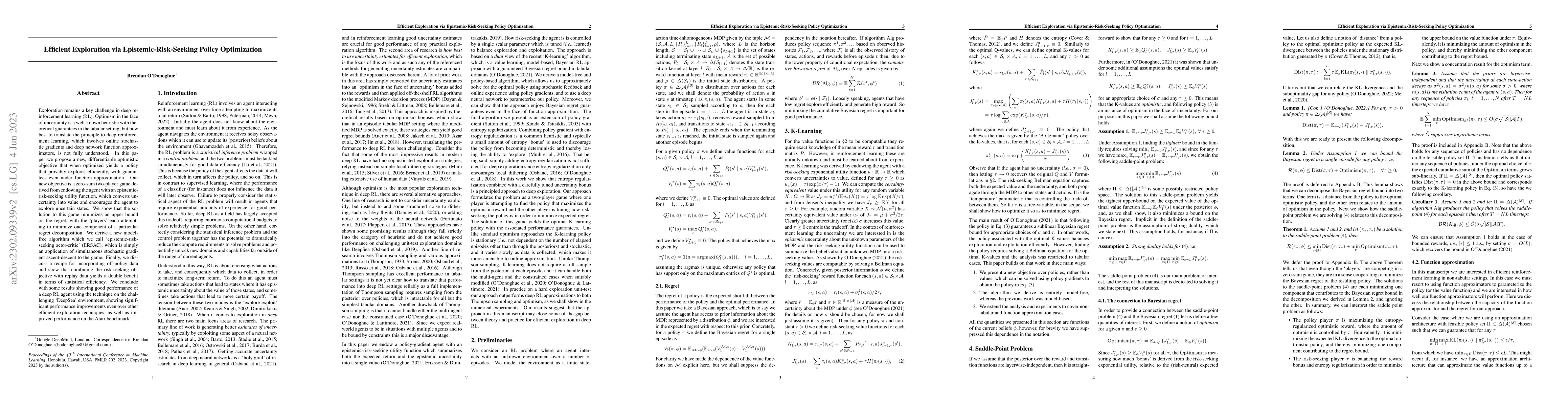 Thumbnail for Efficient Exploration via Epistemic-Risk-Seeking Policy Optimization