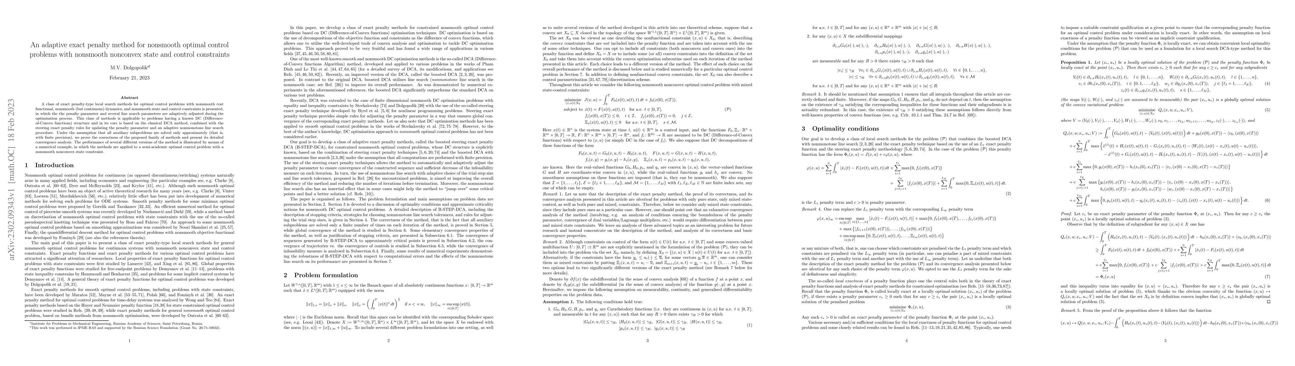 Thumbnail for An adaptive exact penalty method for nonsmooth optimal control problems
  with nonsmooth nonconvex state and control constraints