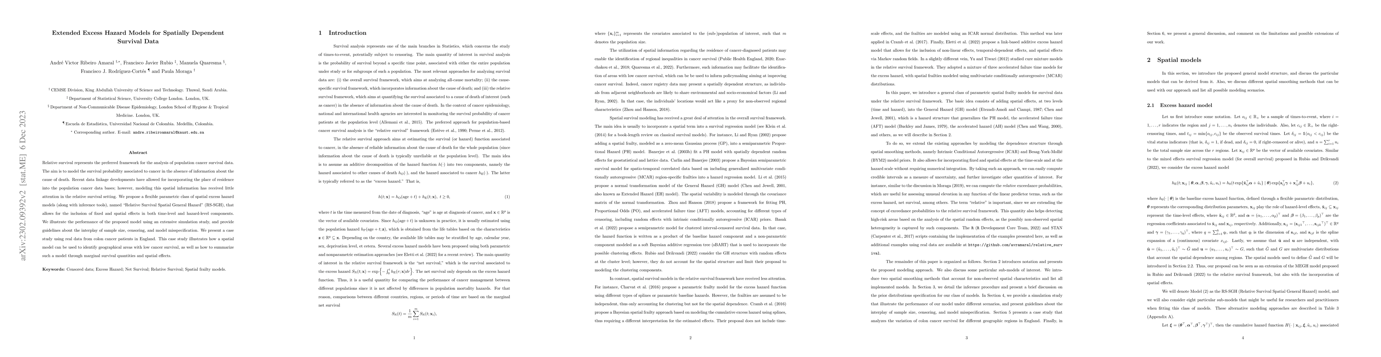 Thumbnail for Extended Excess Hazard Models for Spatially Dependent Survival Data