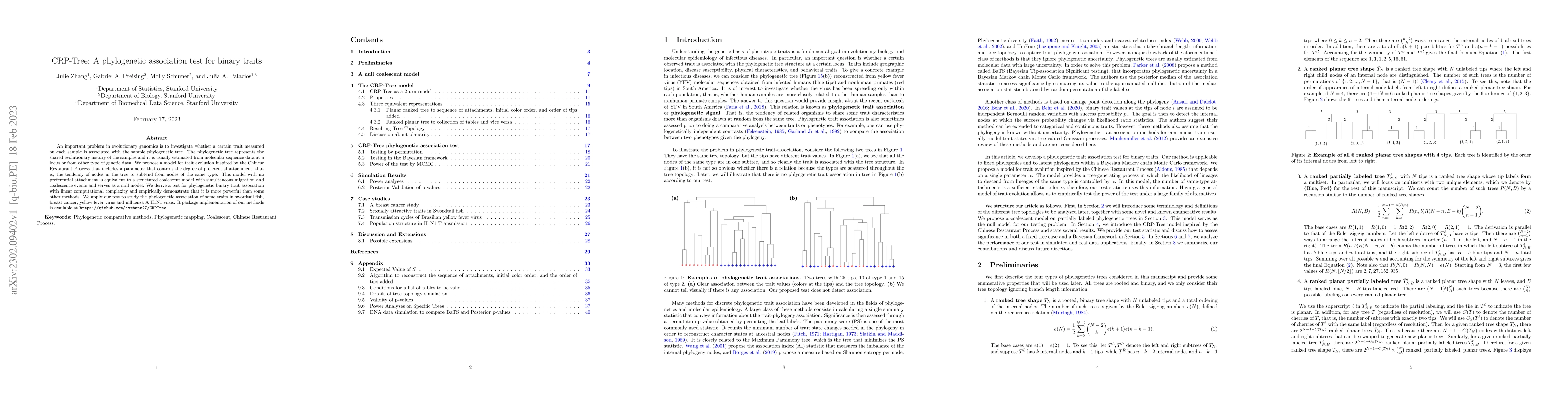 Thumbnail for CRP-Tree: A phylogenetic association test for binary traits