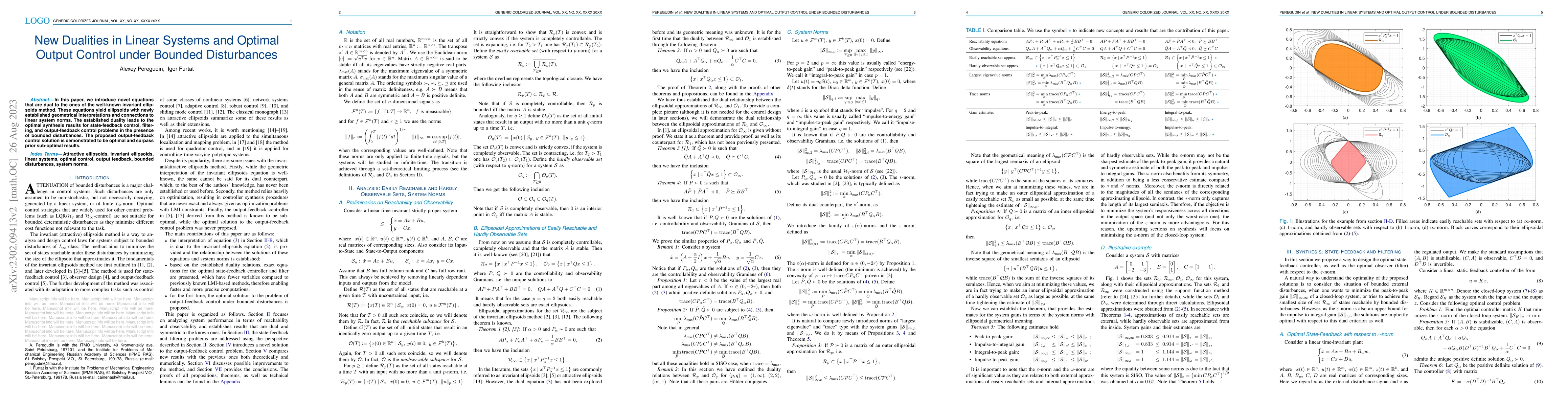 Thumbnail for New Dualities in Linear Systems and Optimal Output Control under Bounded
  Disturbances