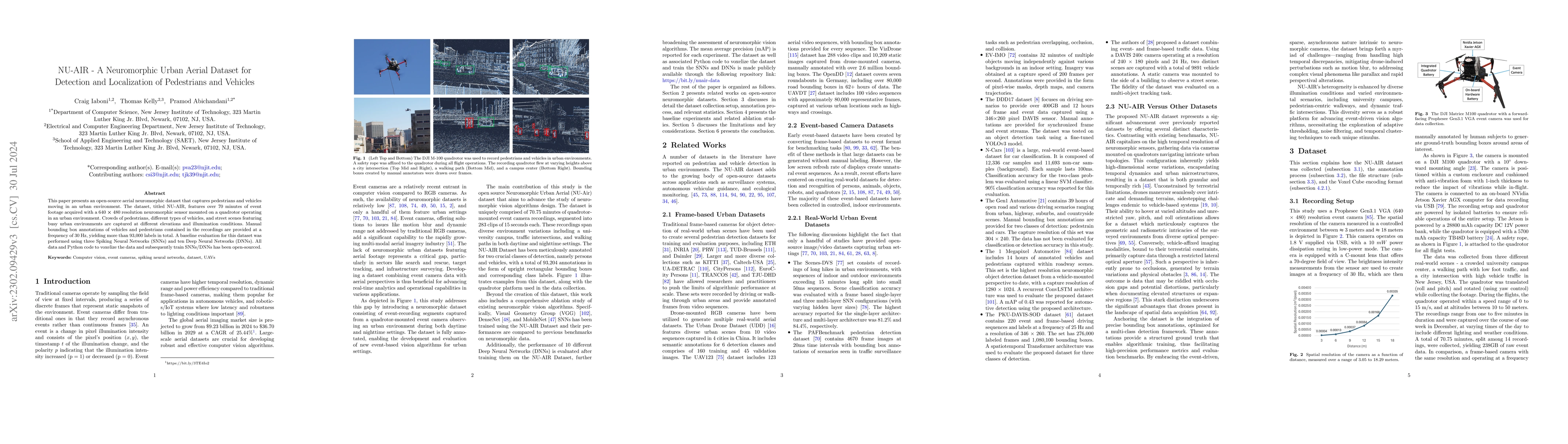 Thumbnail for NU-AIR -- A Neuromorphic Urban Aerial Dataset for Detection and
  Localization of Pedestrians and Vehicles