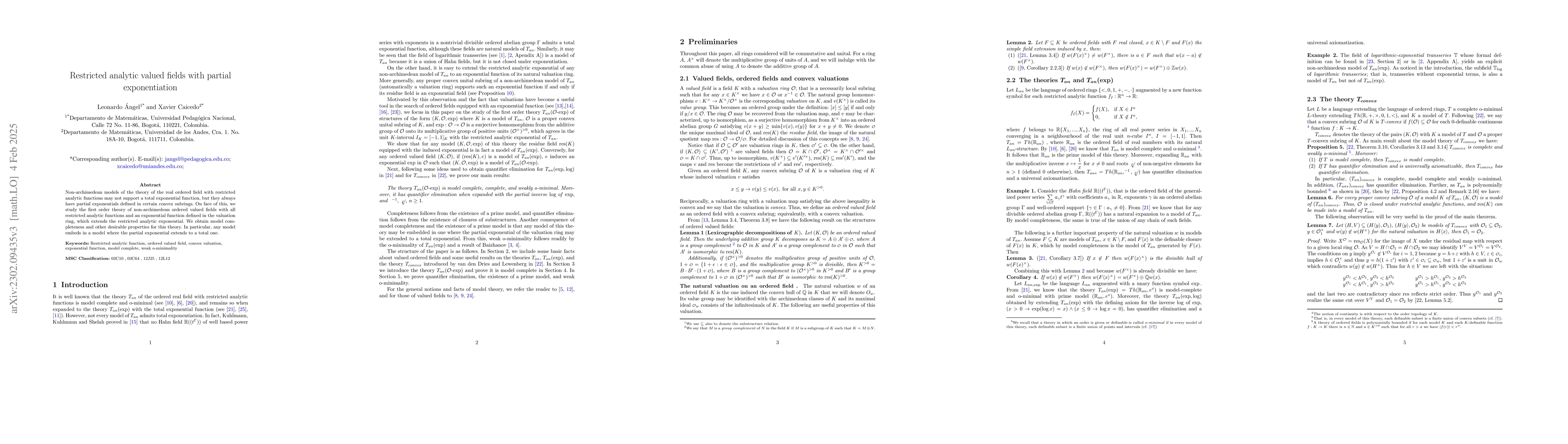 Thumbnail for Restricted analytic valued fields with partial exponentiation