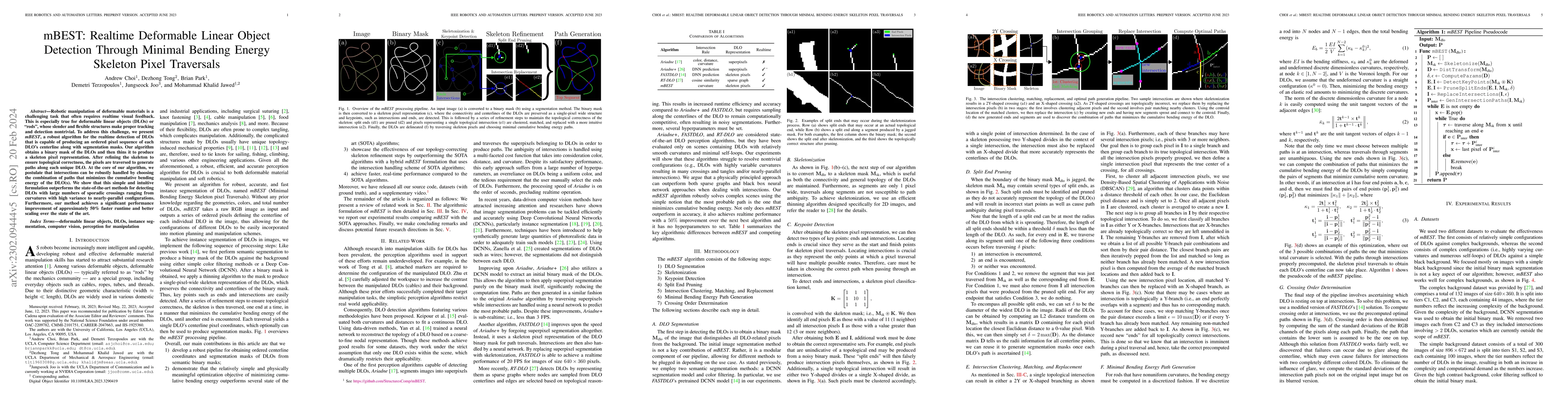 Thumbnail for mBEST: Realtime Deformable Linear Object Detection Through Minimal
  Bending Energy Skeleton Pixel Traversals