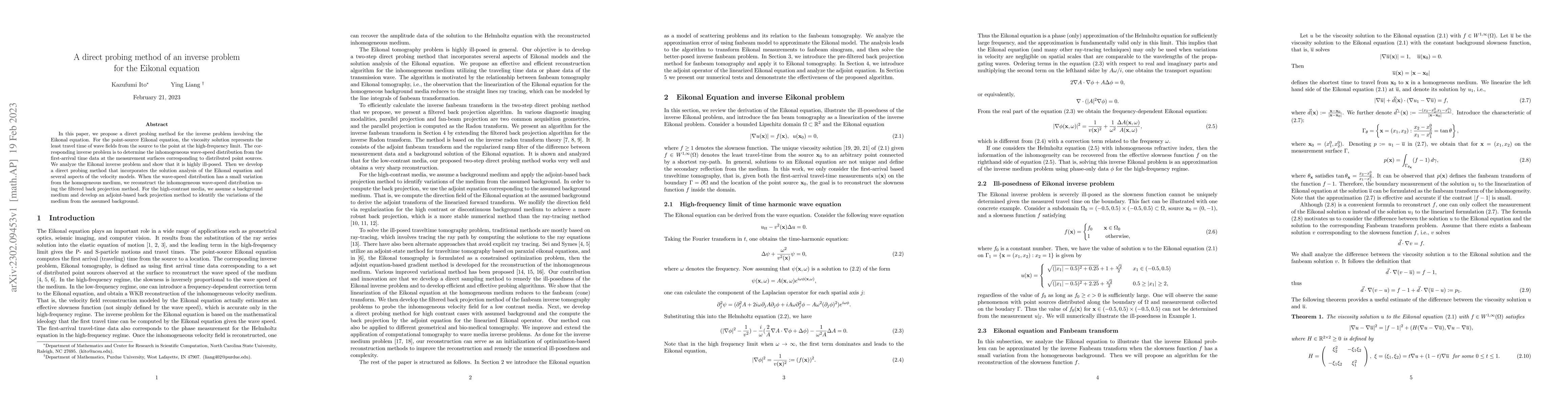 Thumbnail for A direct probing method of an inverse problem for the Eikonal equation