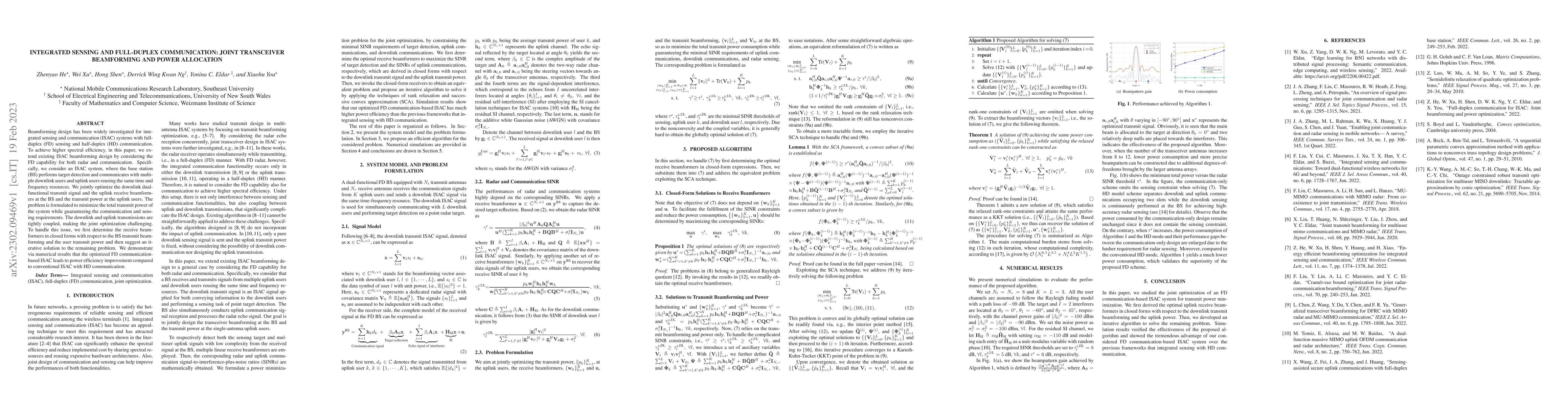Thumbnail for Integrated sensing and full-duplex communication: Joint transceiver
  beamforming and power allocation