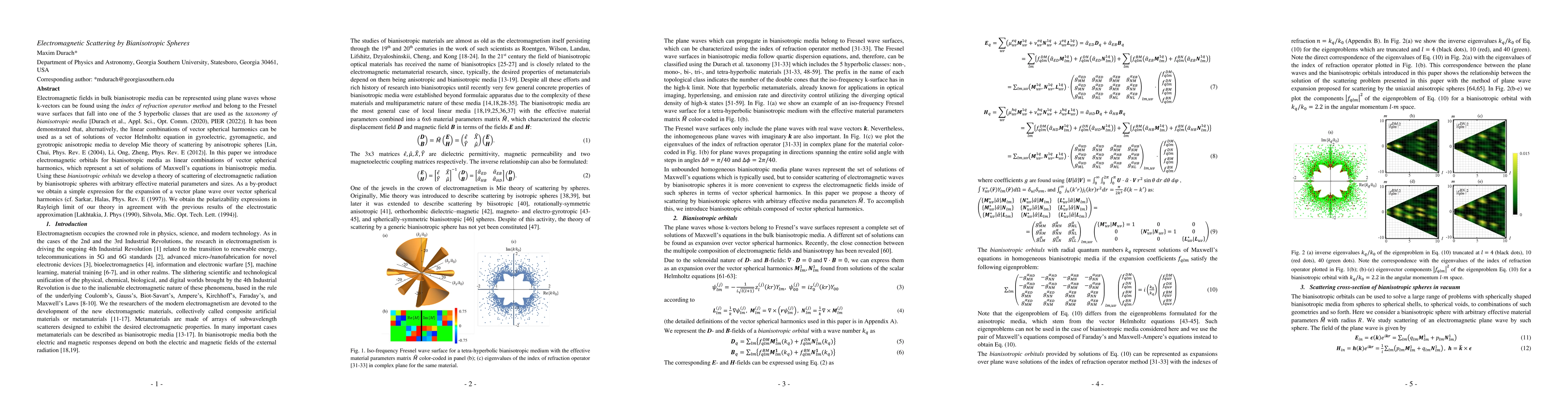 Thumbnail for Electromagnetic Scattering by Bianisotropic Spheres