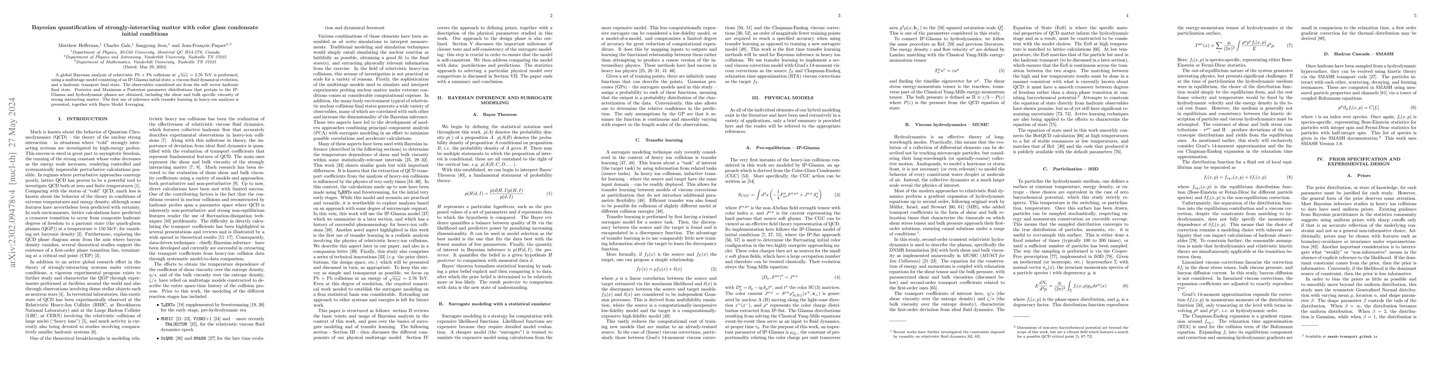 Thumbnail for Bayesian quantification of strongly-interacting matter with color glass
  condensate initial conditions