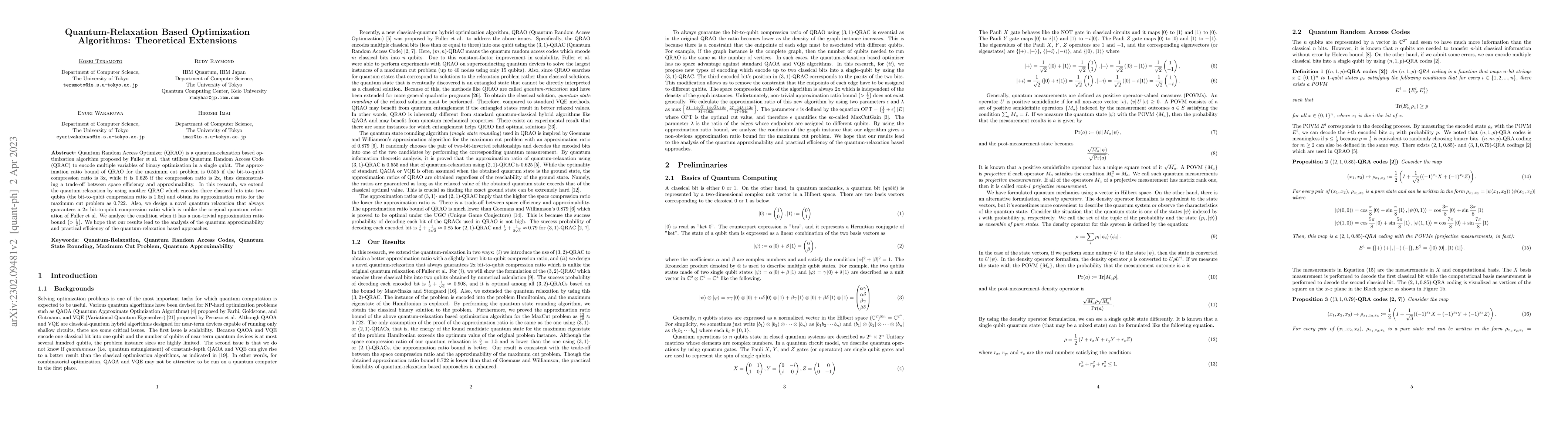 Thumbnail for Quantum-Relaxation Based Optimization Algorithms: Theoretical Extensions