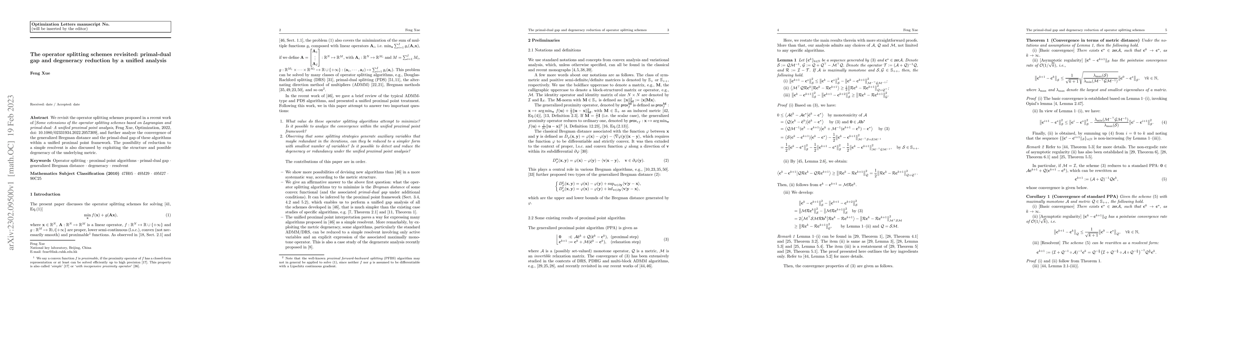 Thumbnail for The operator splitting schemes revisited: primal-dual gap and degeneracy
  reduction by a unified analysis