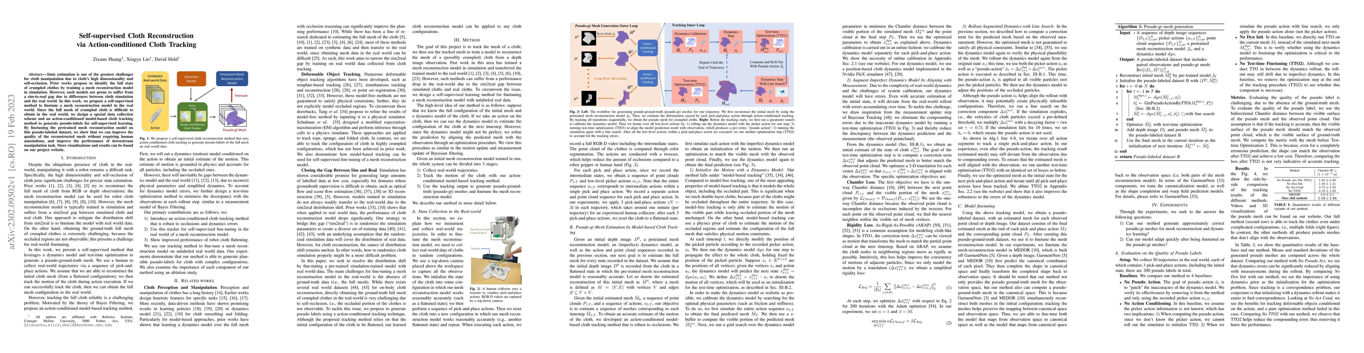 Thumbnail for Self-supervised Cloth Reconstruction via Action-conditioned Cloth
  Tracking