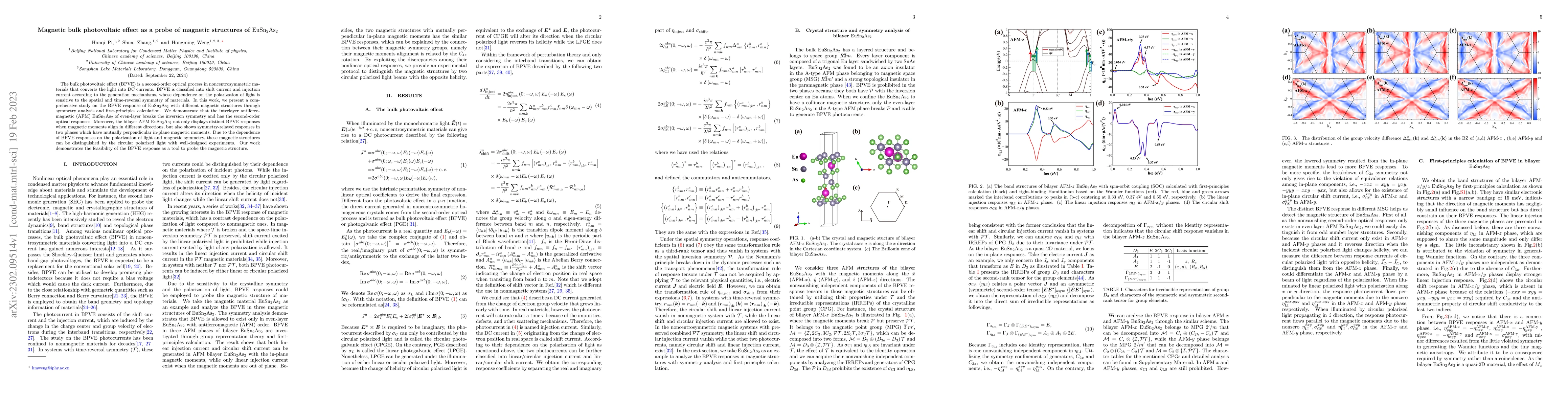 Thumbnail for Magnetic bulk photovoltaic effect as a probe of magnetic structures of
  $EuSn_2As_2$