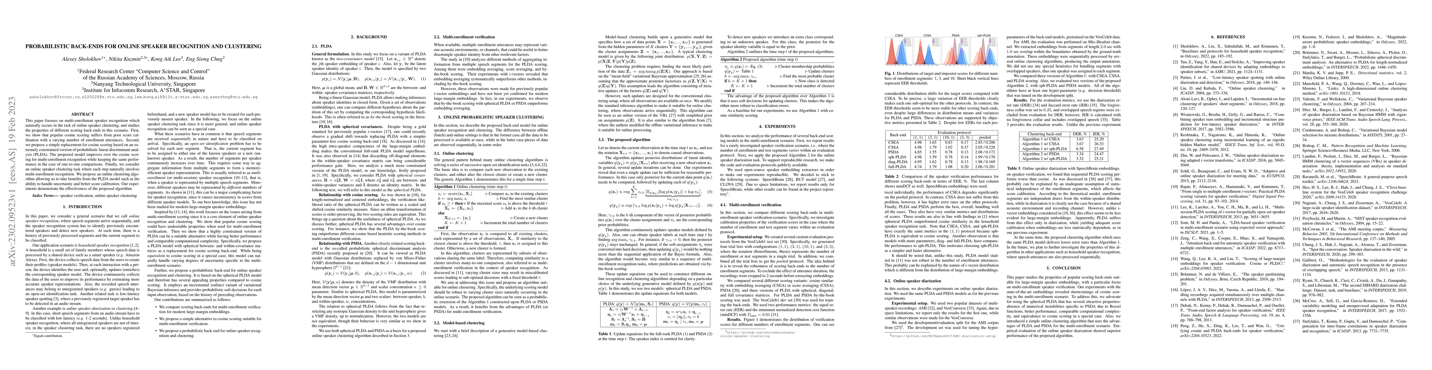 Thumbnail for Probabilistic Back-ends for Online Speaker Recognition and Clustering
