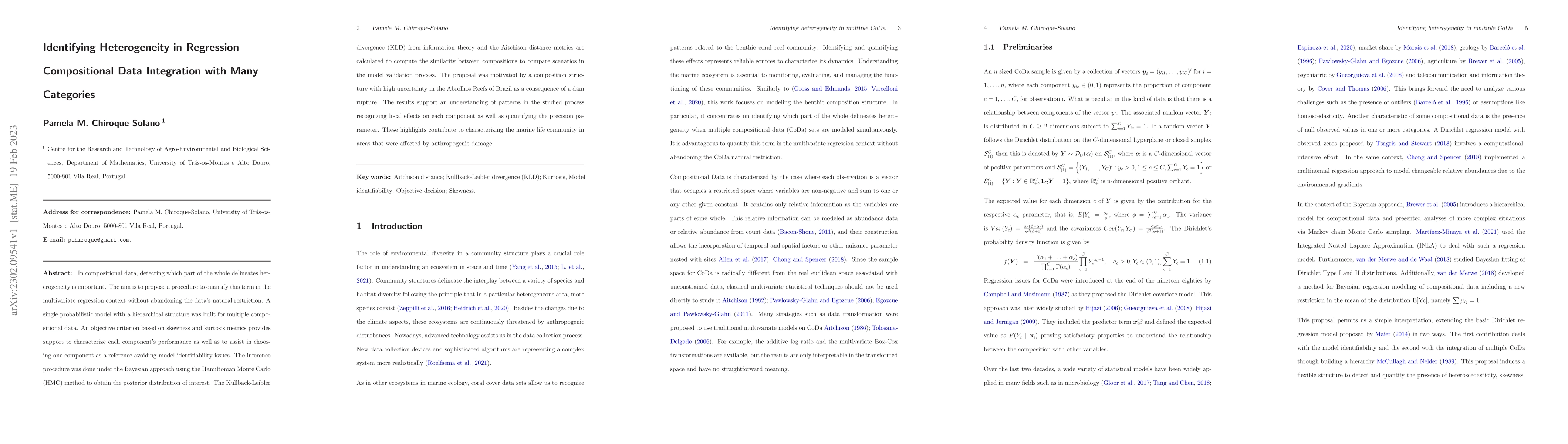 Thumbnail for Identifying Heterogeneity in Regression Compositional Data Integration
  with Many Categories