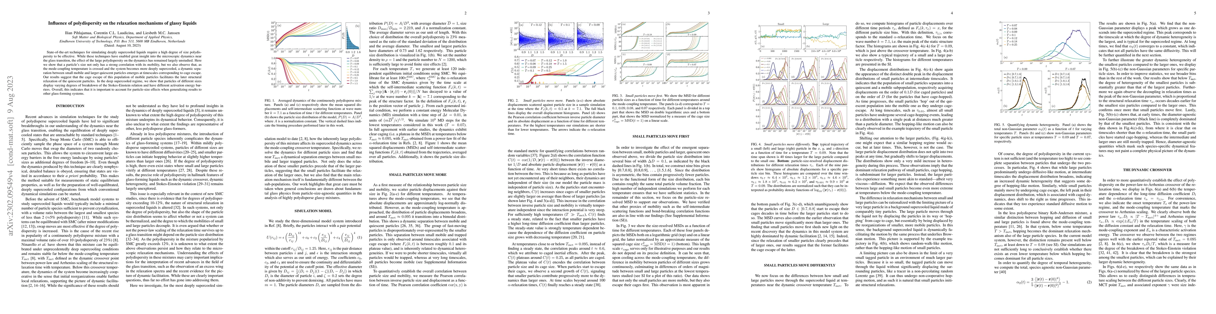 Thumbnail for Influence of polydispersity on the relaxation mechanisms of glassy
  liquids