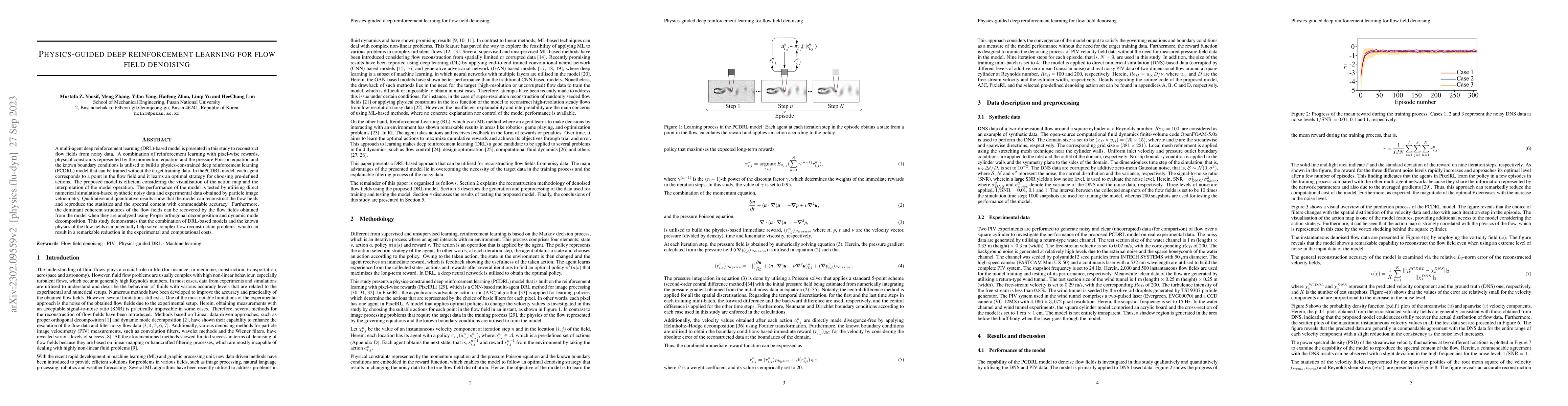 Thumbnail for Physics-guided deep reinforcement learning for flow field denoising