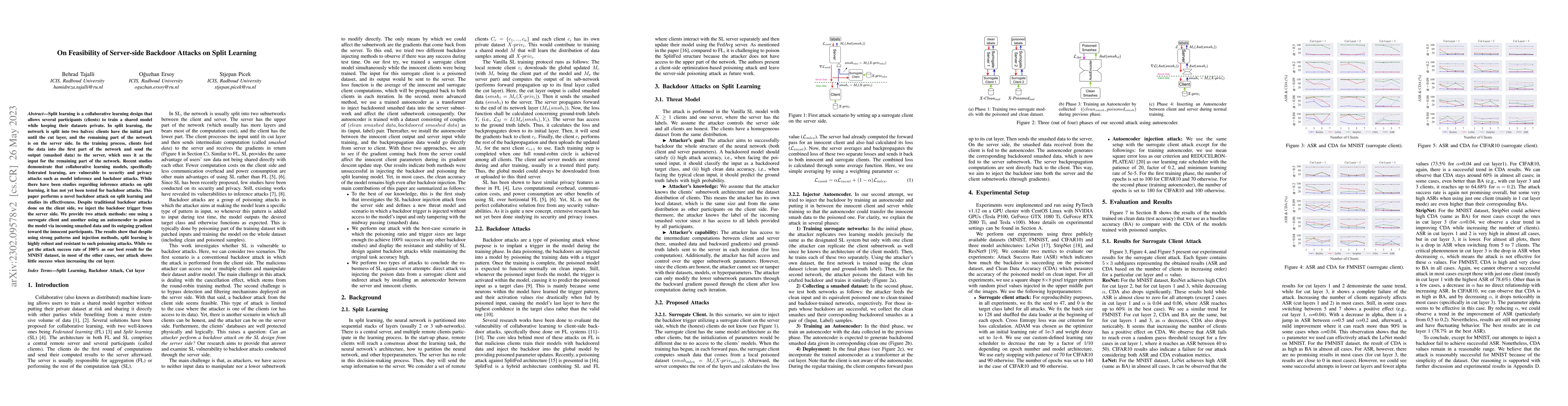 Thumbnail for On Feasibility of Server-side Backdoor Attacks on Split Learning